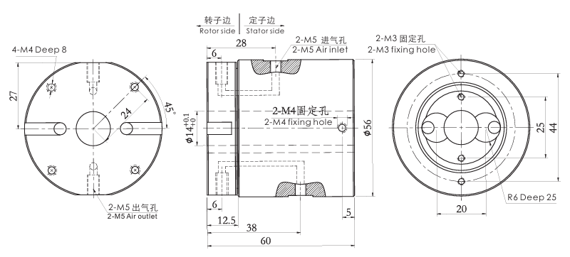 31420043142004系列純氣動(dòng)旋轉(zhuǎn)接頭 系列滑環(huán)外形圖紙