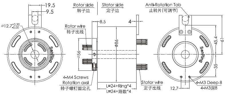 bh1286BH1286系列強(qiáng)弱電信號(hào)滑環(huán) 系列滑環(huán)外形圖紙