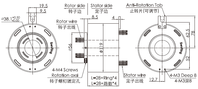 bh38119BH38119系列強弱電工業(yè)總線信號定制滑環(huán) 系列滑環(huán)外形圖紙