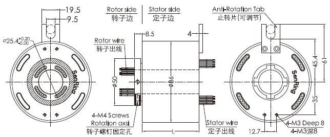 eh2586-01EH2586-01系列1路千兆網(wǎng)線旋轉(zhuǎn)接頭 系列滑環(huán)外形圖紙