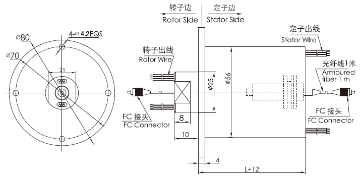 fo108FO108系列1通道光電混合滑環(huán)光纖旋轉(zhuǎn)接頭 系列滑環(huán)外形圖紙