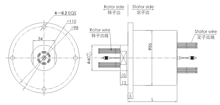 fo109FO109系列1通道光纖+電混合滑環(huán) 系列滑環(huán)外形圖紙
