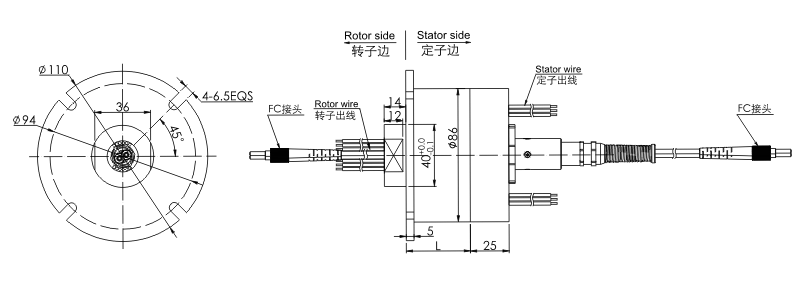 fo408FO408系列四通道光纖旋轉(zhuǎn)接頭 系列滑環(huán)外形圖紙
