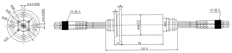fo800FO800系列8通道光纖滑環(huán) 系列滑環(huán)外形圖紙