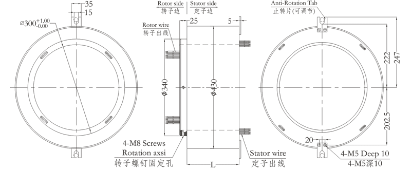 h300430H300430系列超大孔徑過(guò)孔導(dǎo)電滑環(huán) 系列滑環(huán)外形圖紙