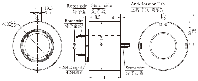 h60119H60119系列過(guò)孔導(dǎo)電滑環(huán) 系列滑環(huán)外形圖紙