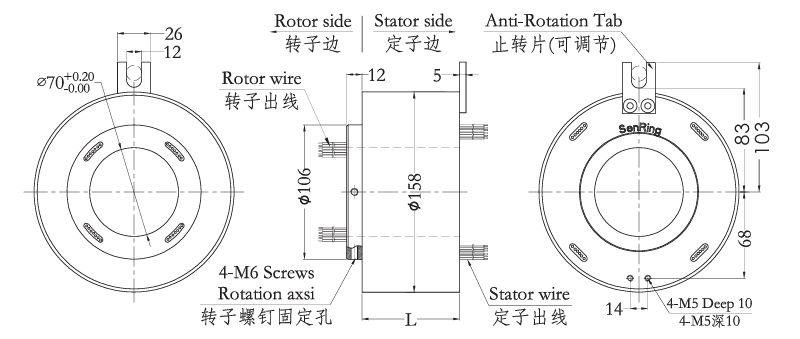 h70158H70158系列過孔導電滑環(huán) 系列滑環(huán)外形圖紙