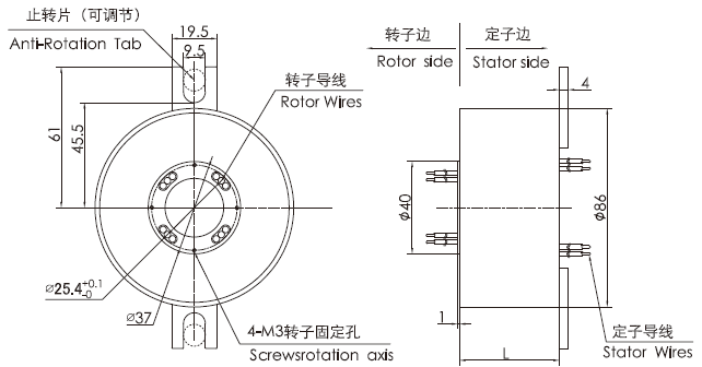 k325K325系列超薄扁平盤式滑環(huán) 系列滑環(huán)外形圖紙