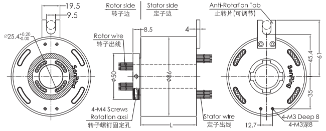 uh2586-01UH2586-01系列USB2.0信號(hào)滑環(huán) 系列滑環(huán)外形圖紙