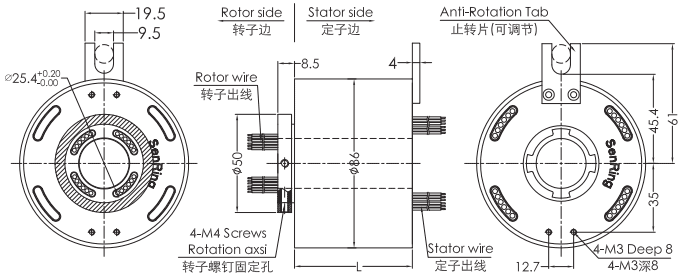uh2586-02UH2586-02系列USB2.0信號滑環(huán) 系列滑環(huán)外形圖紙